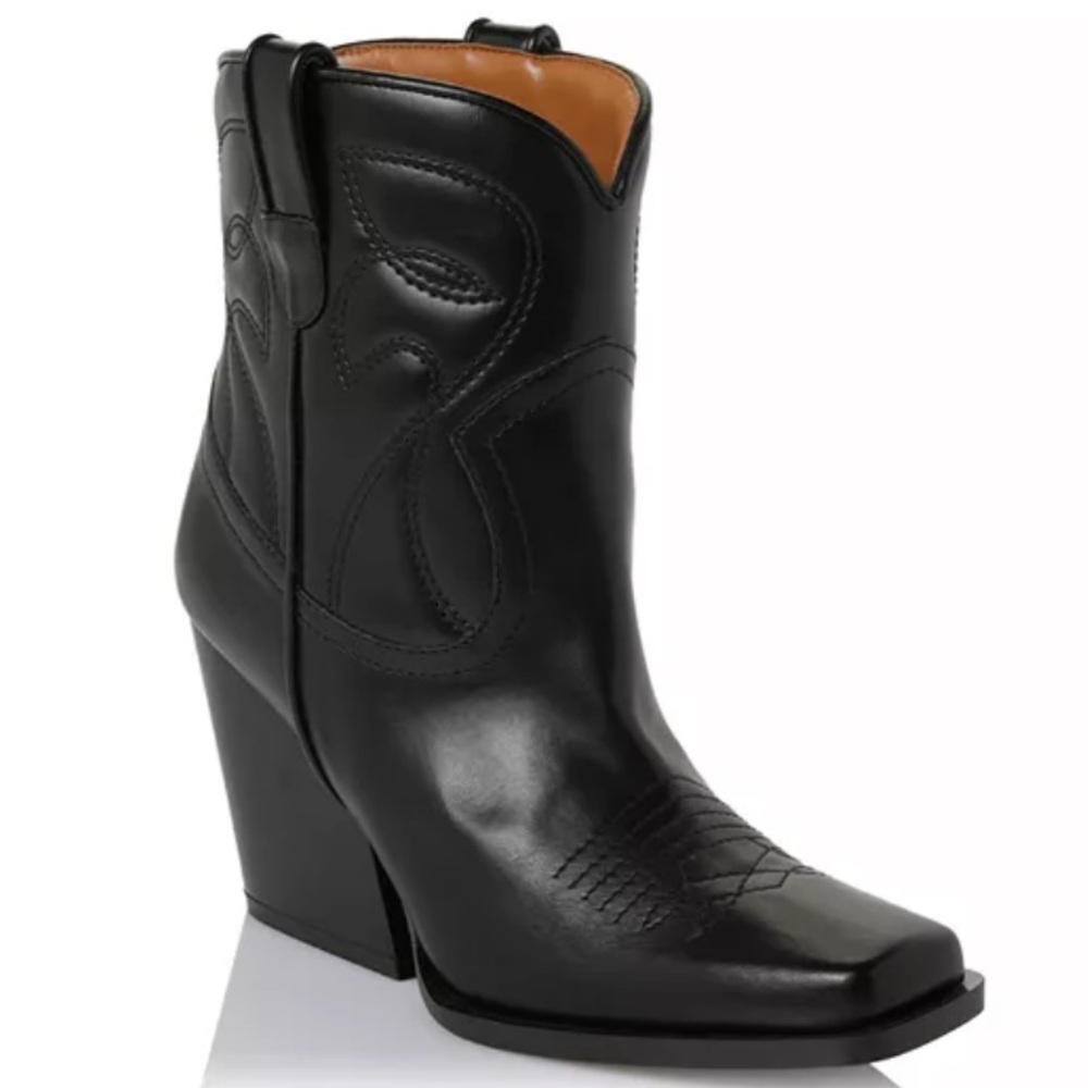 NEW Stella McCartney Women's Black Cowboy Cloudy Square Toe Boots 7.5/37.5 $1250